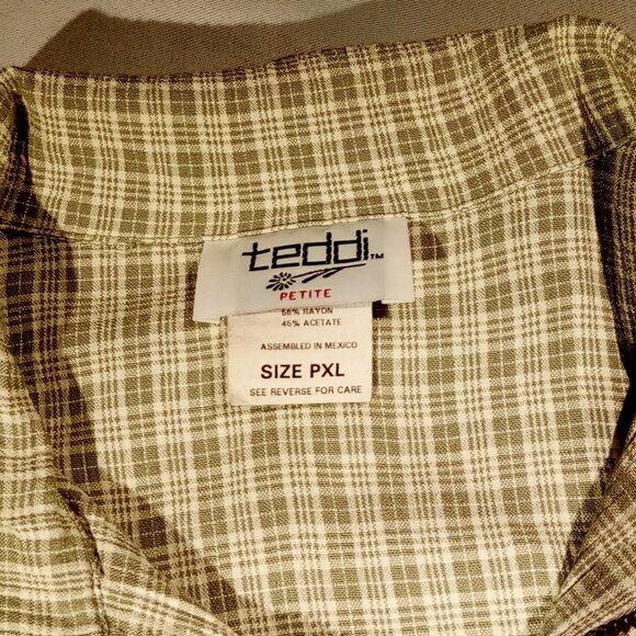 PANTSUIT 2 pc set sz 12P Jacket and Pants Casual Vacation Green Plaid Zip - Picture 4 of 14